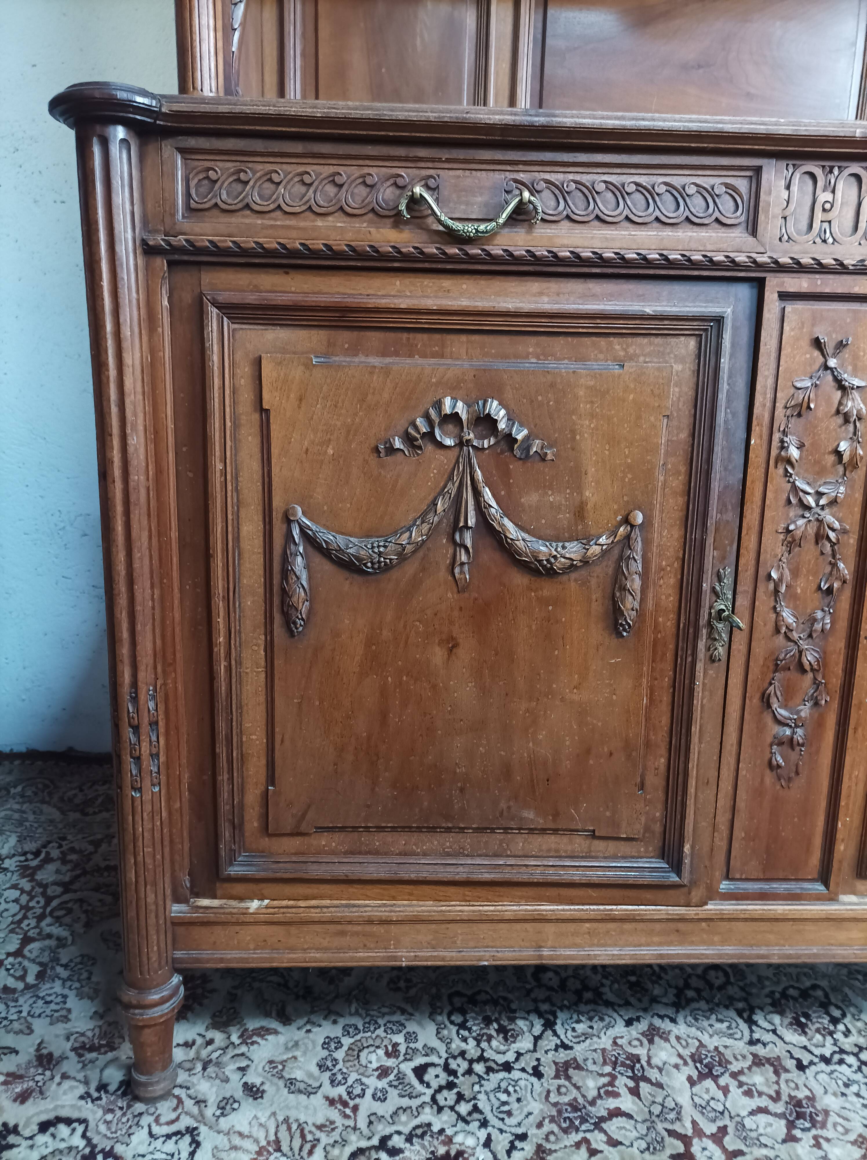 Louis XVI two-body sideboard stamped in walnut