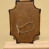Large format retro decorative vintage wicker and rattan wood mirror
