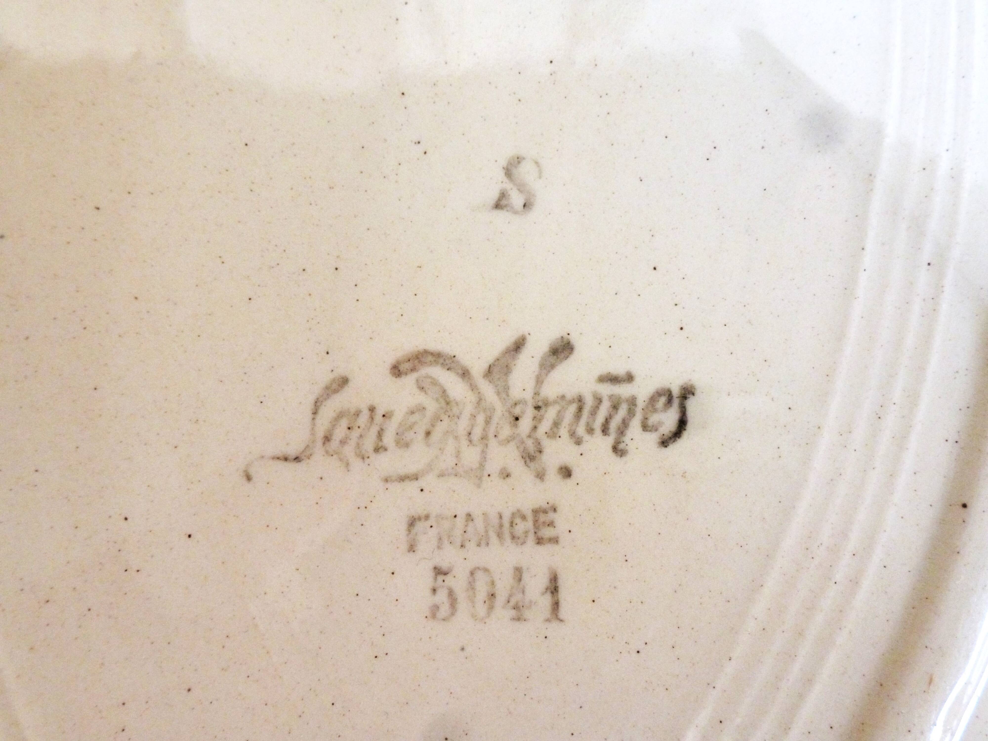 2 vintage Sarreguemines dishes, table service dishes with floral hand decoration