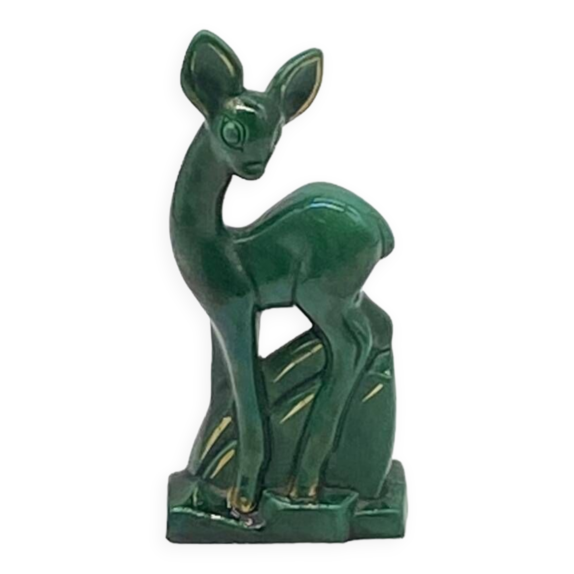 Status / ceramic statuette, doe / fawn, lemanceau art deco