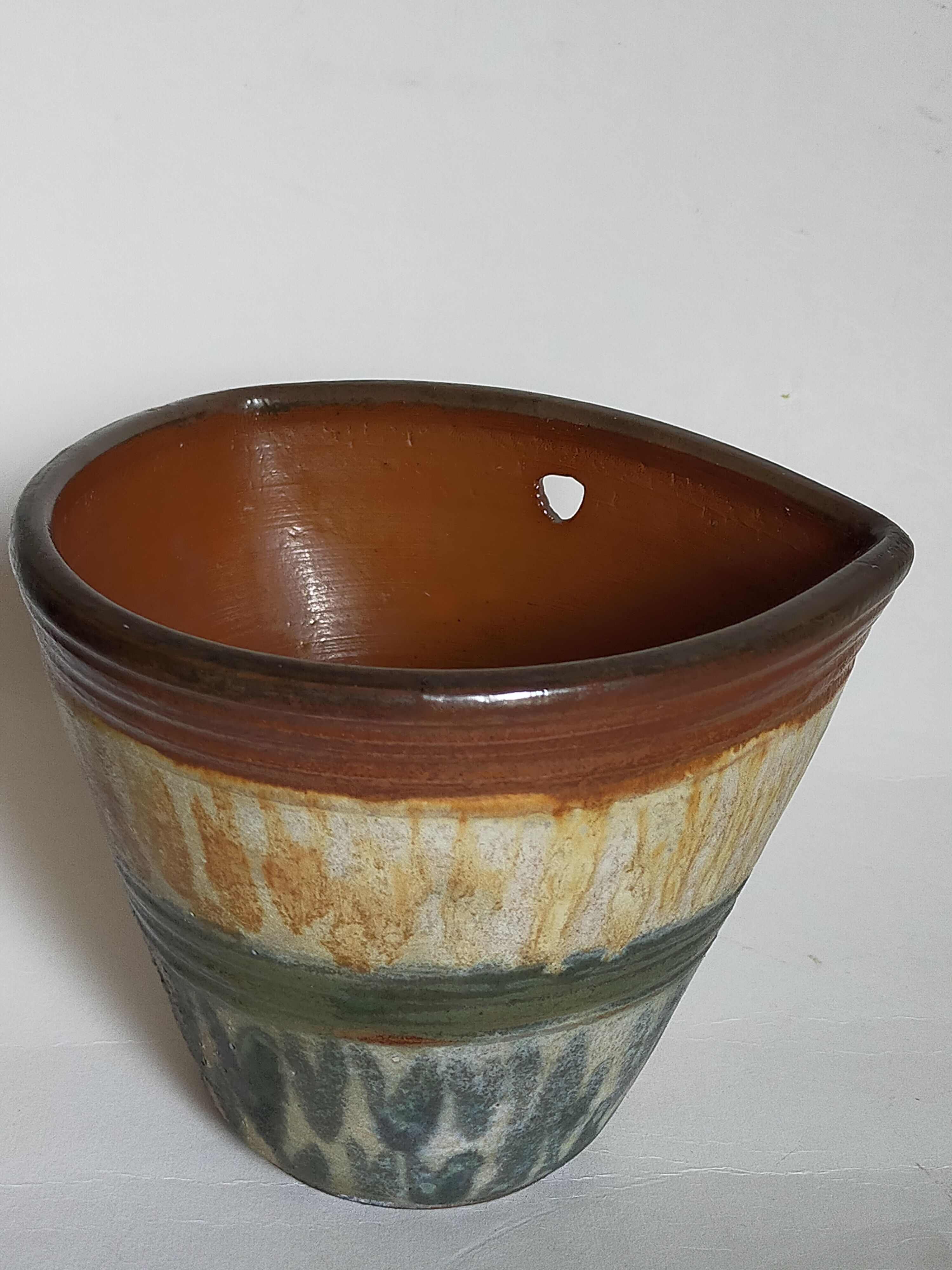 Vase bouquetière cache-pot sandstone enamelled with bouffioulx signed dubois