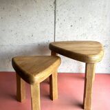 Vintage brutalist nesting tables in solid wood, design