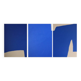 Tryptique Bleu Klein 165x65 cm