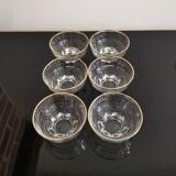 Set of 6 champagne glasses with gold edging and vintage star feet