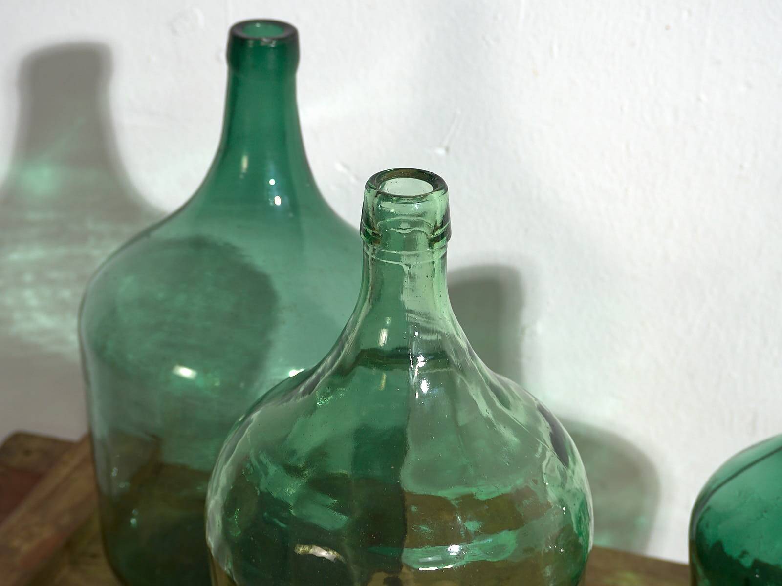 Antique green colored demiurge boxes (c.1920). Set of 3 pieces