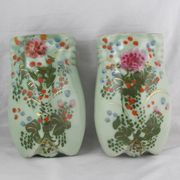 Paire de vases muraux céladon asiatiques, fin 19è siècle