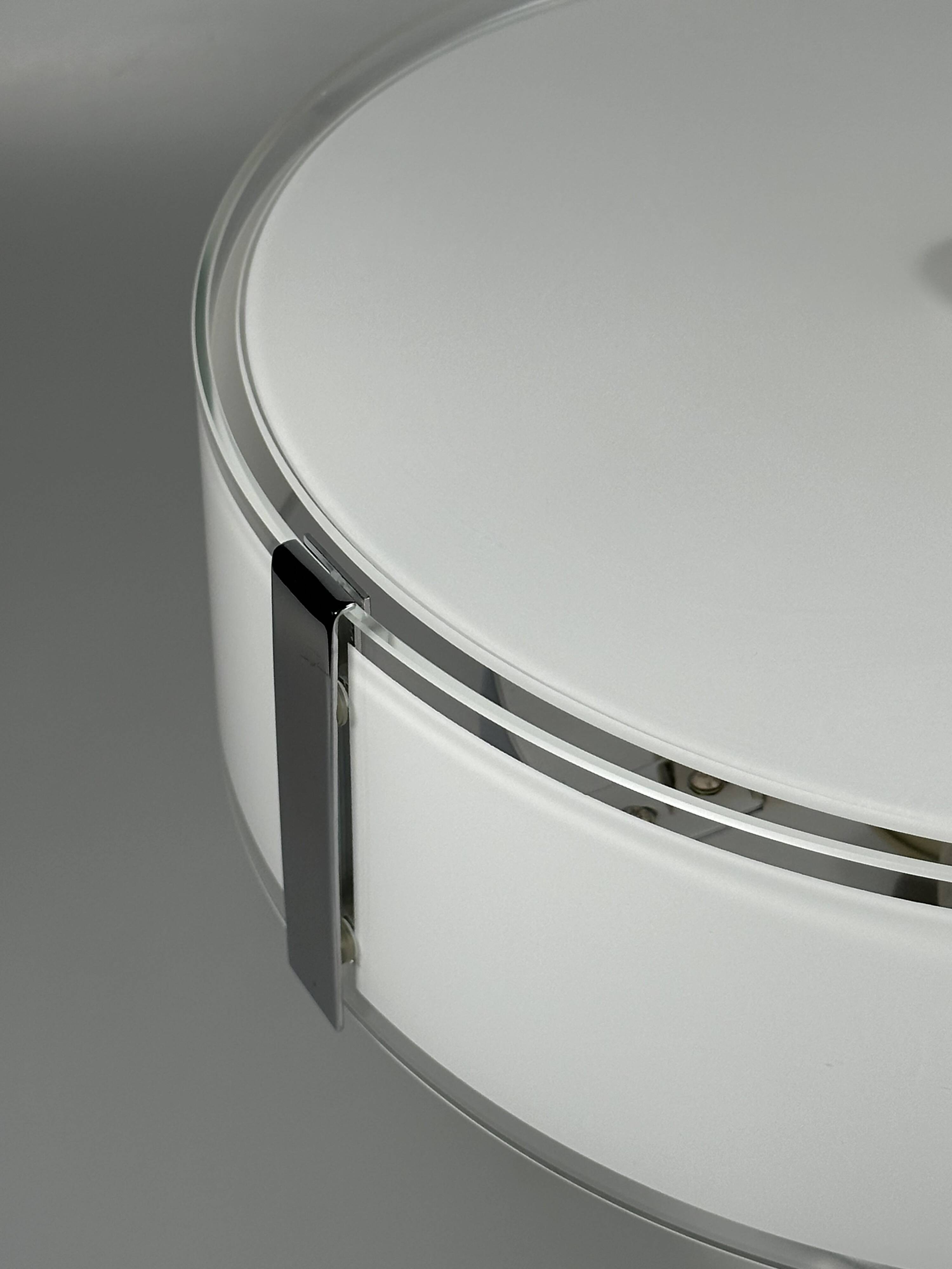 1970s 1980s Ceiling Lamp by Honsel Leuchten Germany in Glass & Chrome