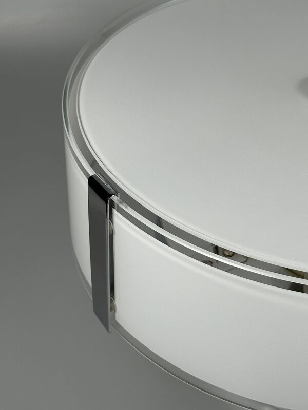 1970s 1980s Ceiling Lamp by Honsel Leuchten Germany in Glass & Chrome