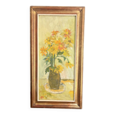 Tableau Huile Bouquet Fleurs Mariangela Vlădulescu Art Roumain 1970