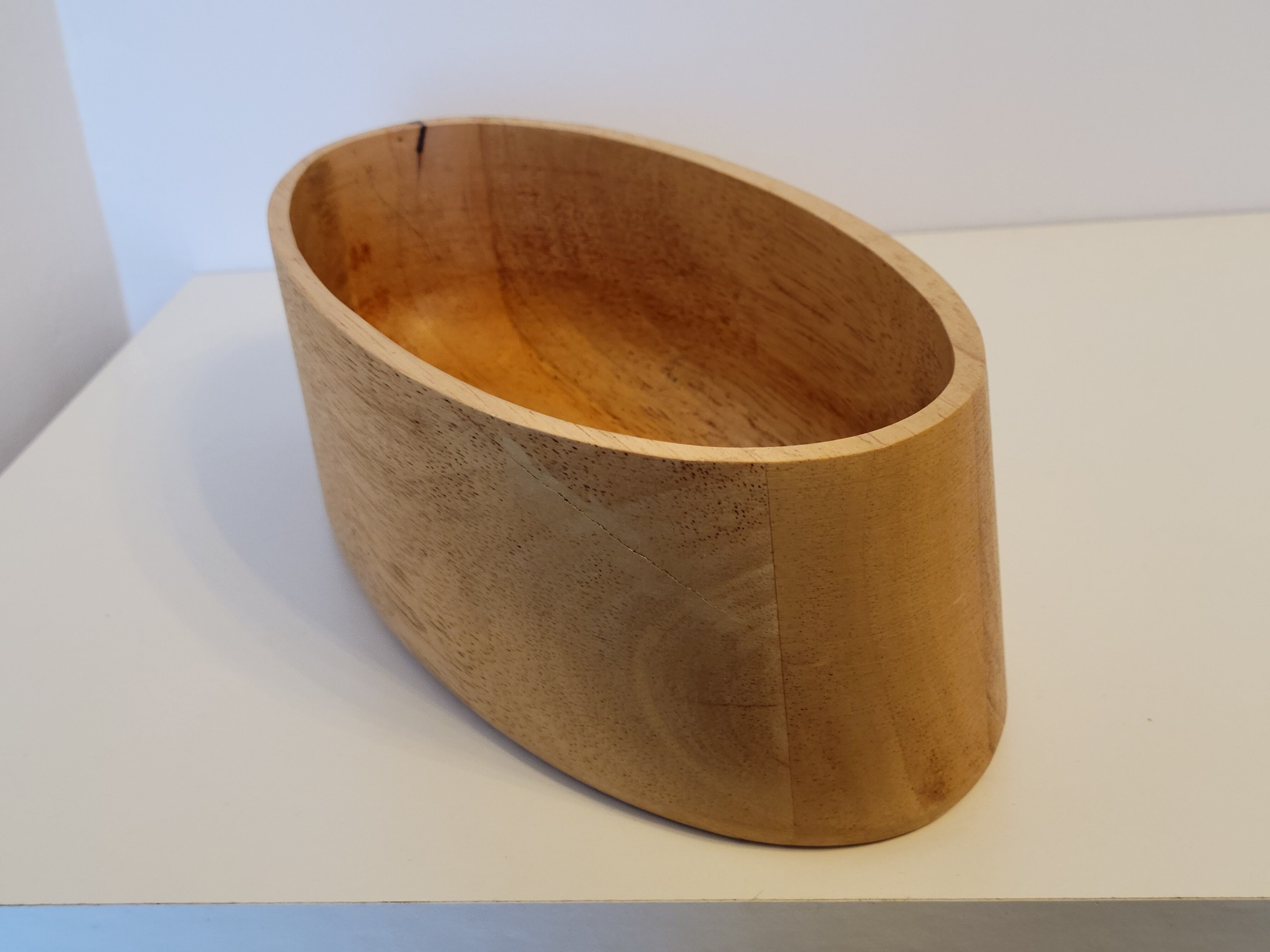 Oval solid wood bowl