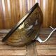 Old pendant lamp molded glass gold inlay + vintage brass contour