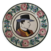 Assiette ancienne HB Quimper – Portrait de Breton – circa 1930
