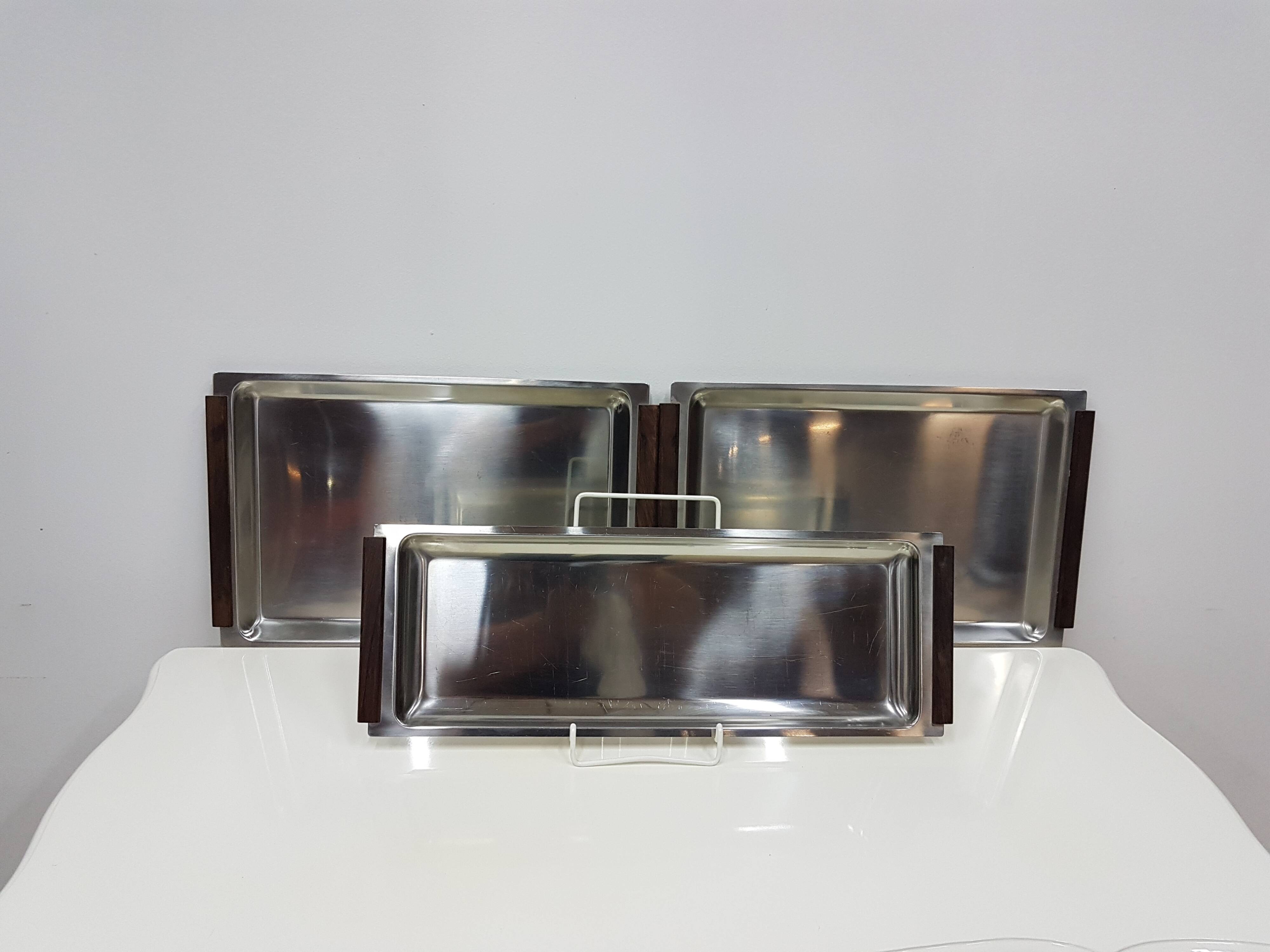 Vintage set of three trays, Denmark, 1960s.