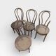 Set of 4 Authentic Thonet Chairs No. 18 – Bent Wood and Rattan