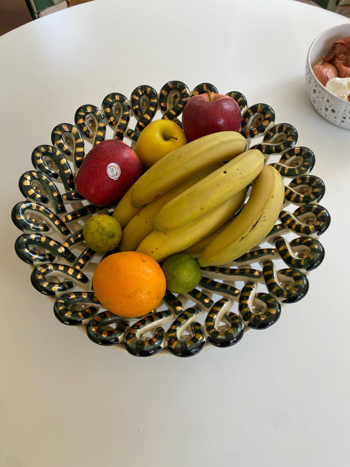 Large woven and twisted ceramic basket, Fase, Vallauris