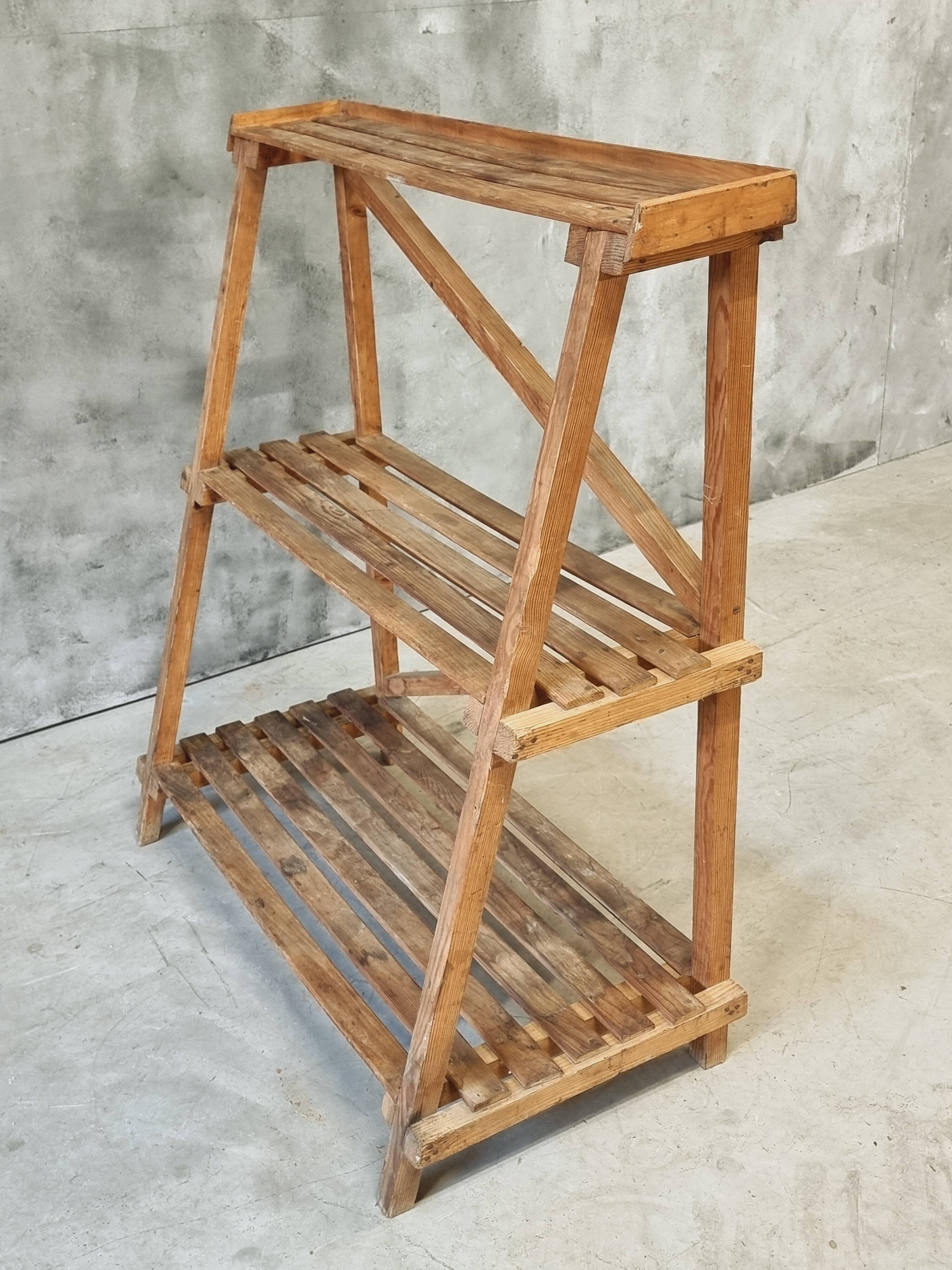 Plant shelf made of old pine wood