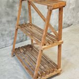 Étagère à plantes en bois de pin ancien