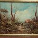 Oil painting on faesite landscape signed "DE BONI" 60s with frame