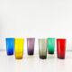 Lot de 6 verres colorés en verre soufflé 1960