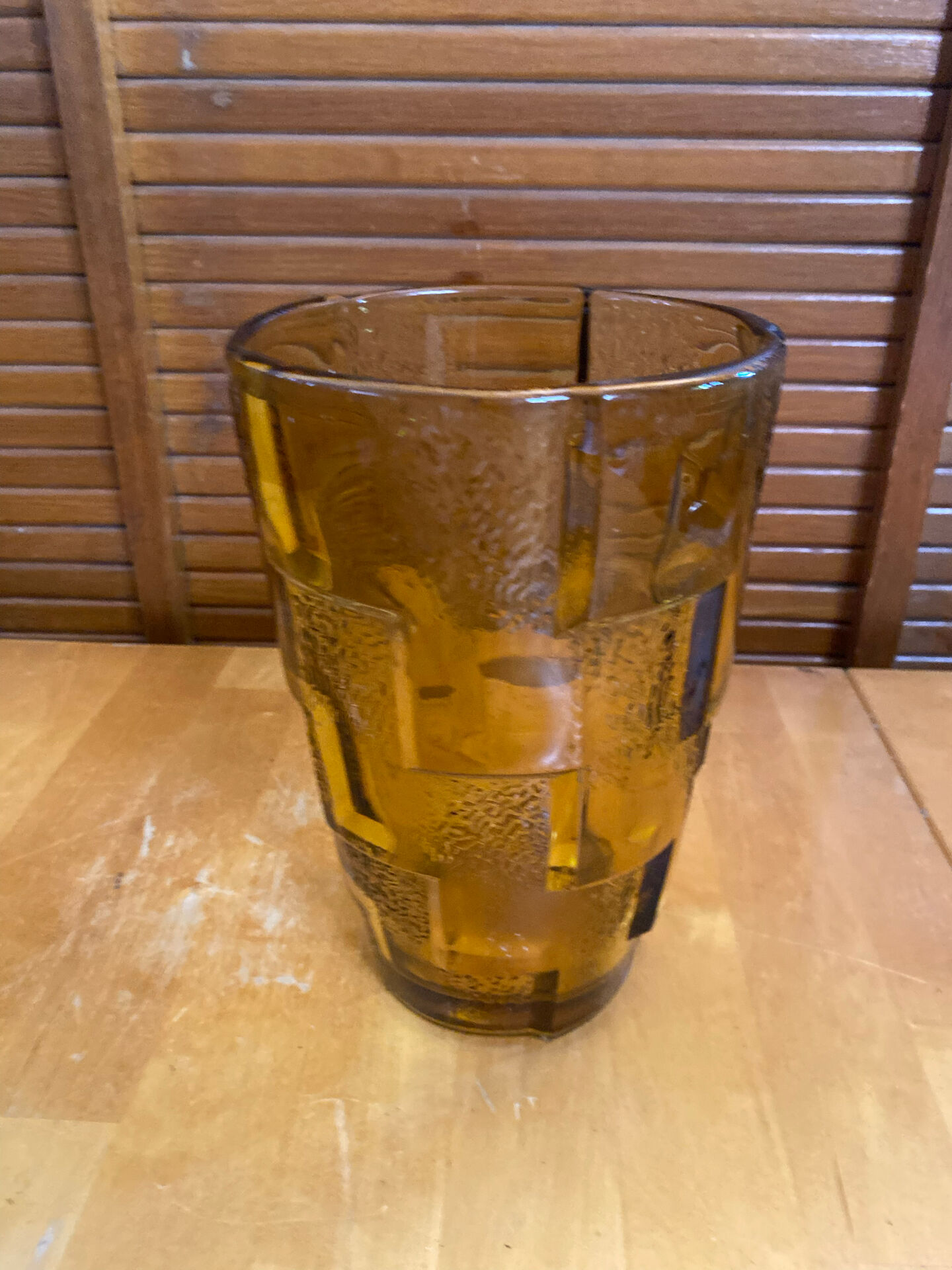 Vintage Art Deco Style Orange Amber Moulded Glass Vase