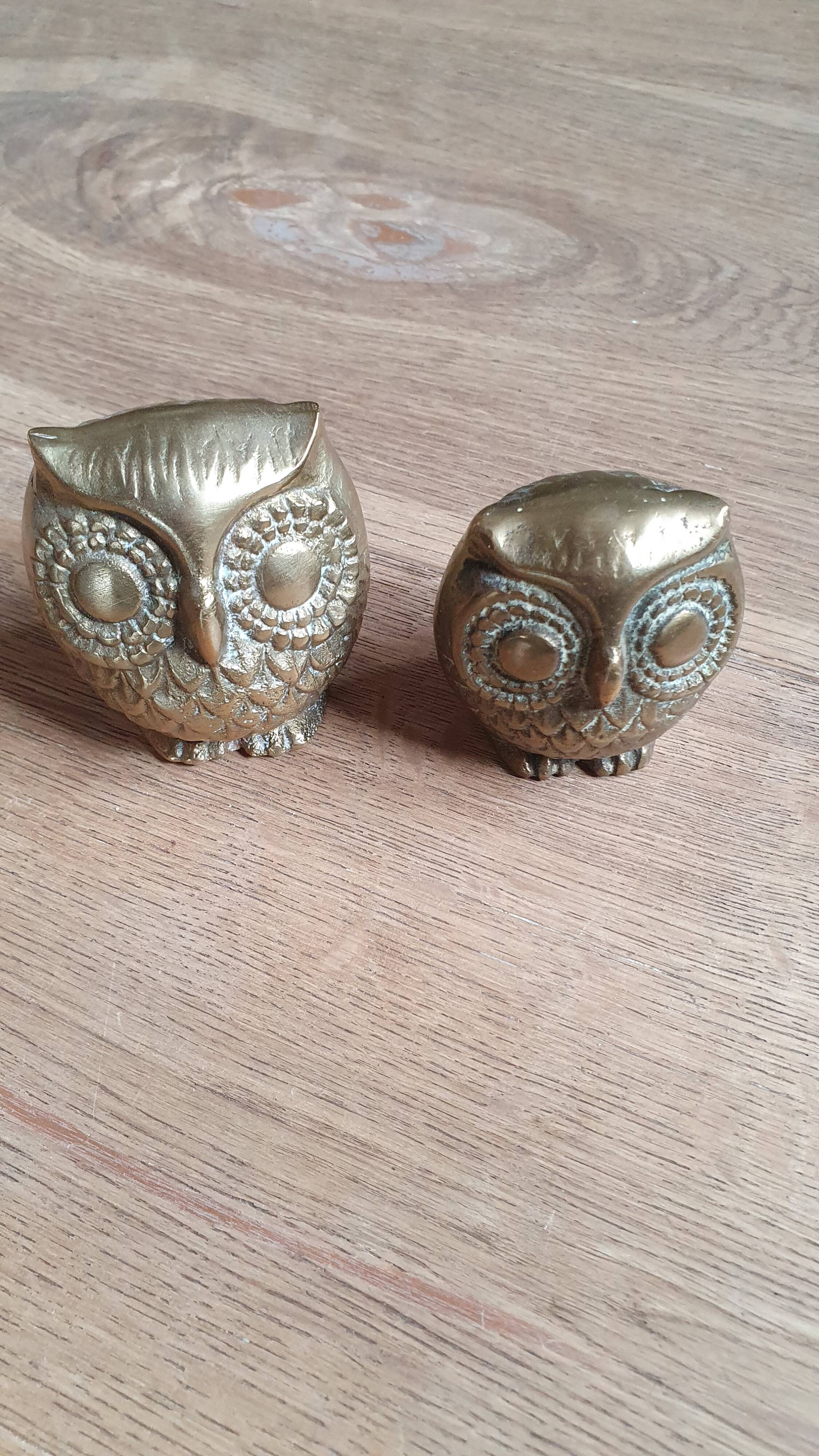 Pair of brass owls