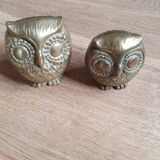 Pair of brass owls