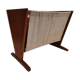 Magazine rack in teak wood with sand-coloured canvas, Danish and from the 1970s.