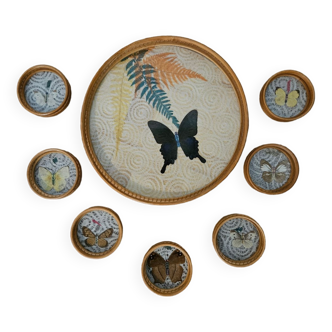 Rattan tray and coasters