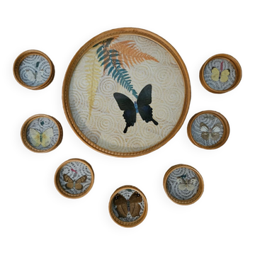 Rattan tray and coasters