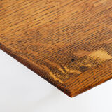 Hexagonal pedestal table or side table with a lattice structure and star pattern.