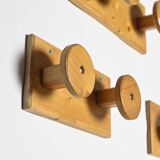Set of solid pine wall hooks, France, circa 1970