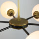 Mid-century sputnik brass and opaline glass chandelier