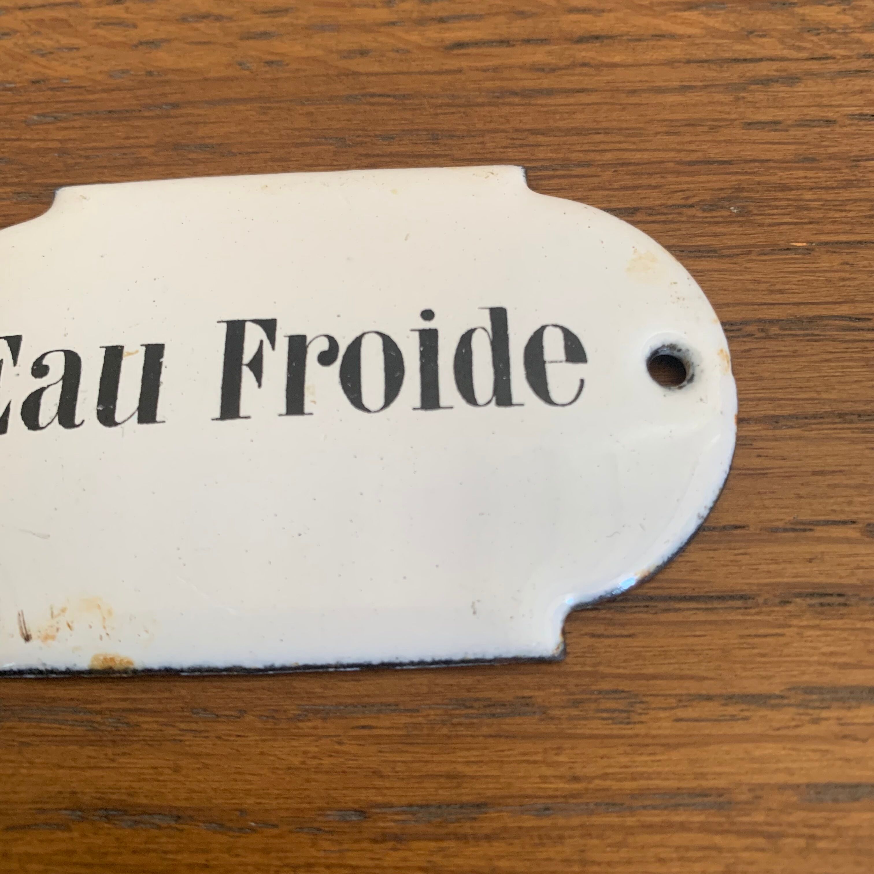 Plaque émaillée « Eau froide »