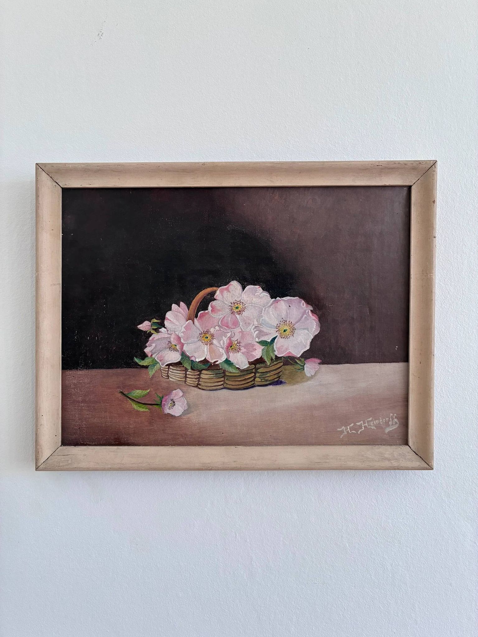 Vintage original flower oil painting, floral still life art