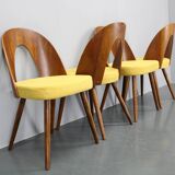 1960s Antonin Suman Set of Four Restored Dining Chairs in Walnut Finish