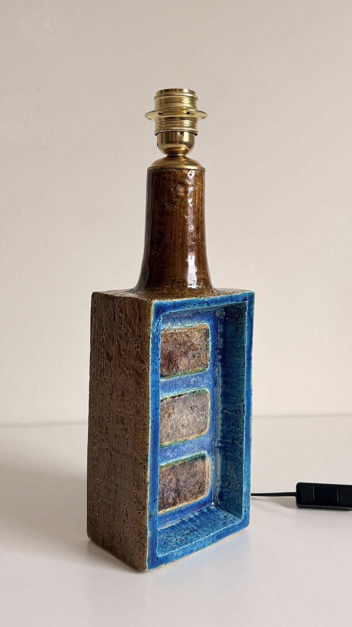 Aldo Londi for Bitossi Chamotte Ceramic Table Lamp, Italy, 1960s
