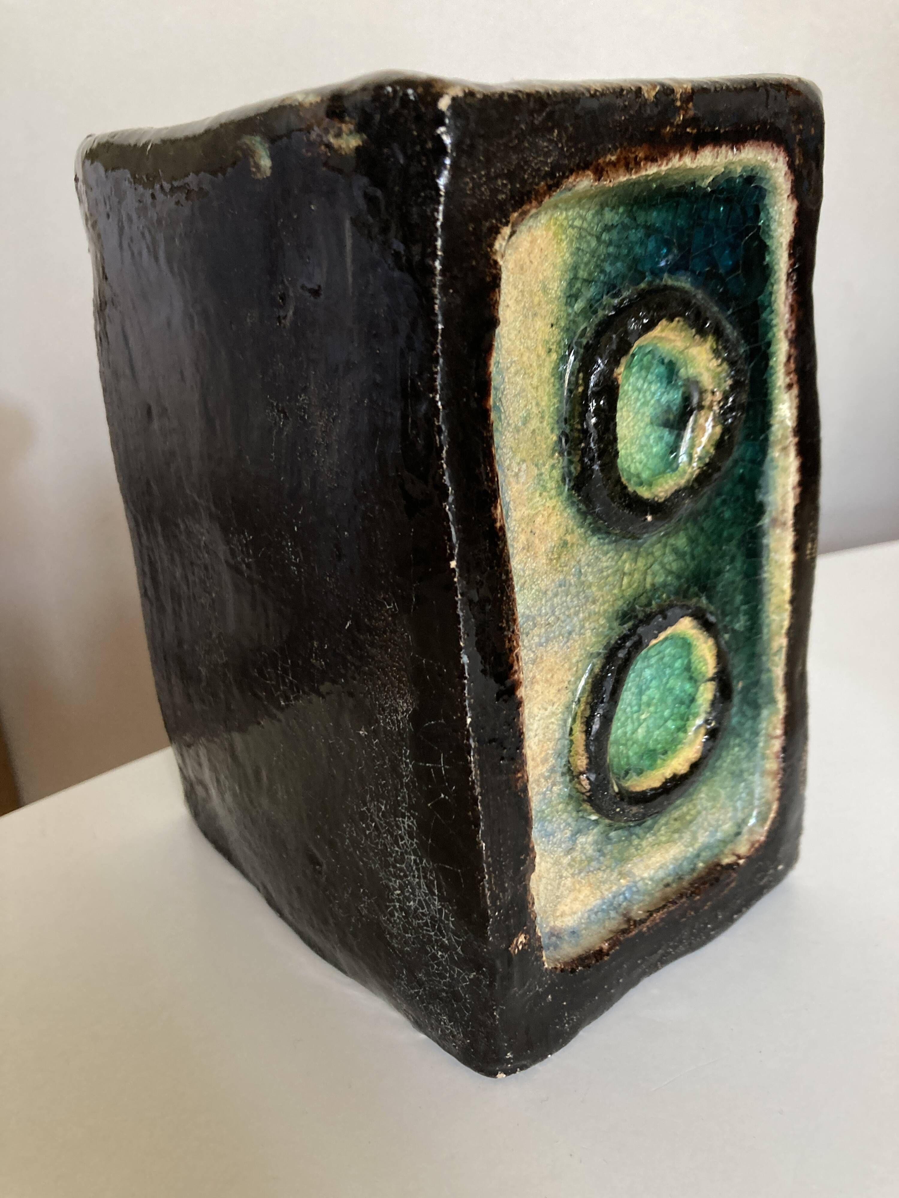 Mid century potter's vase in crystallized enameled earth