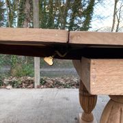 Table de monastère art déco extensible rénovée en chêne brut 250cm
