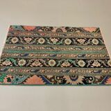 Distressed Turkish Rug 107x69 cm Vintage Shabby, Runner, Green, Brown Small