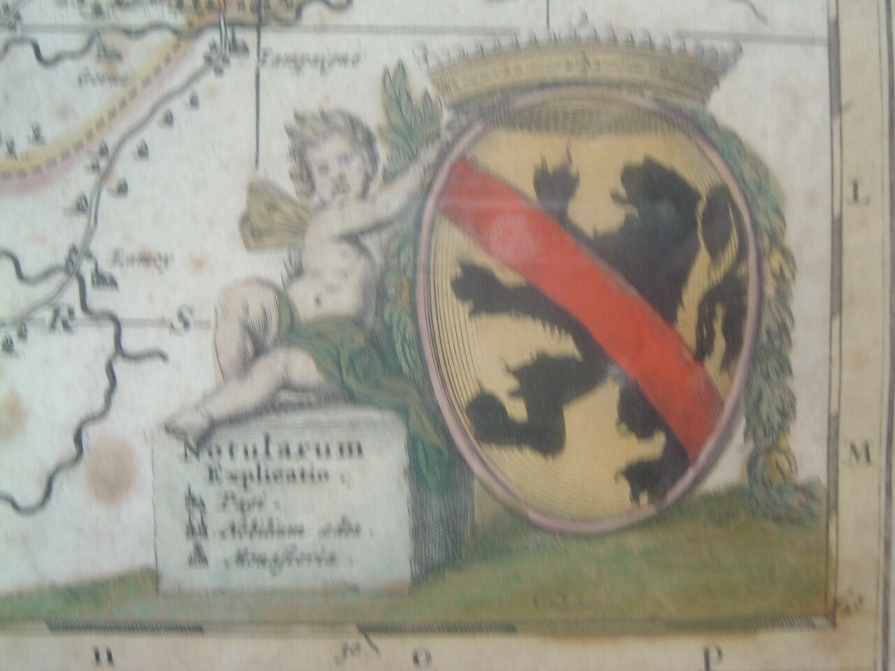 Old map xvii province of namur belgium by visscher, comitatus namurci, atlas minor, frame