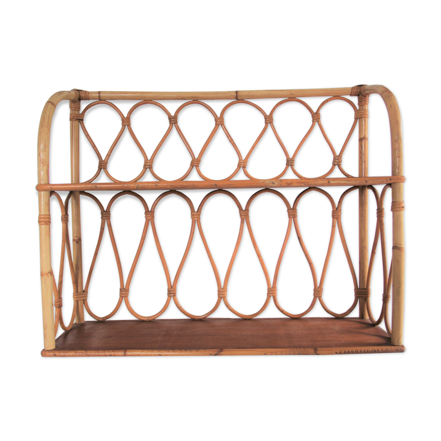 Vintage rattan wall shelf