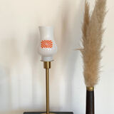 Fine tulip lamp straight opaline vintage restyled with a golden foot