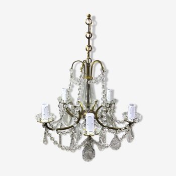 Chandelier with 5 lights in bronze and crystal
