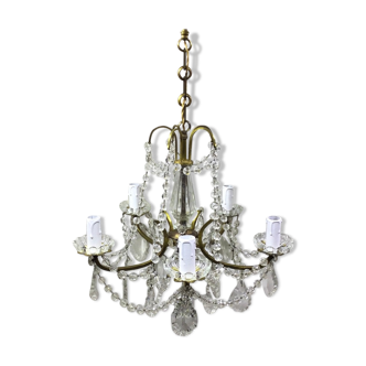 Chandelier with 5 lights in bronze and crystal