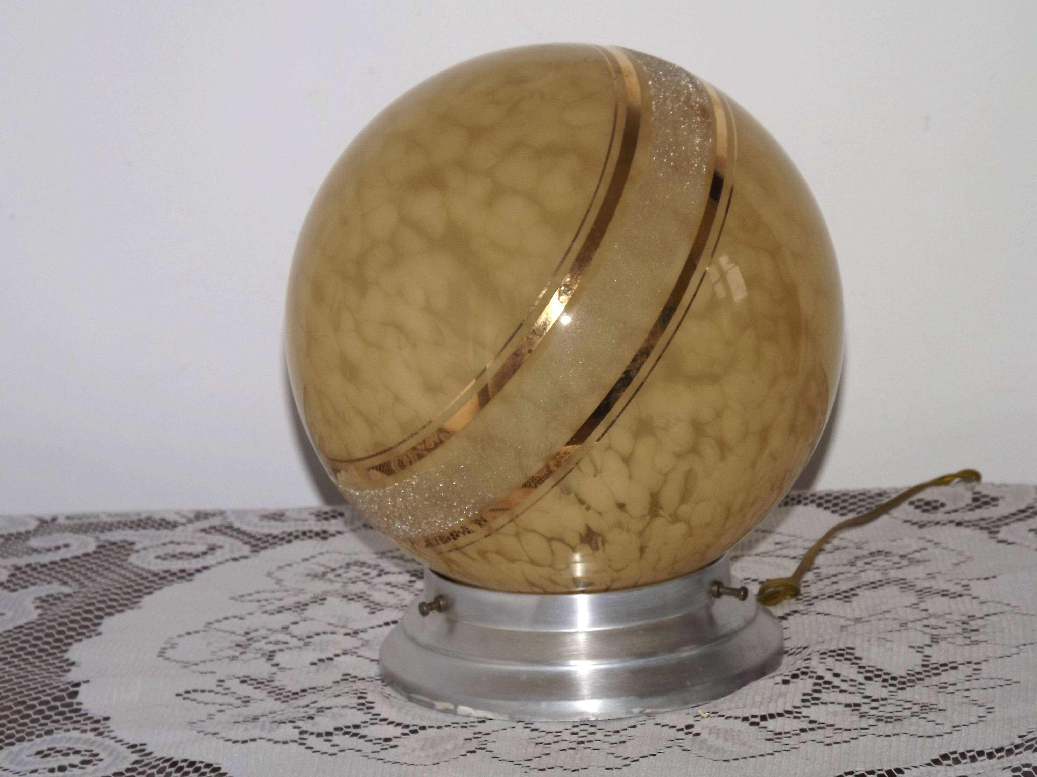 French Art Deco Ceiling Light Yellow & Gold Clichy Shade Metal Fitting 5464