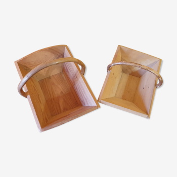 Duo of wooden baskets