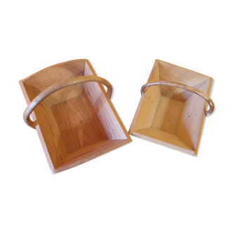 Duo of wooden baskets