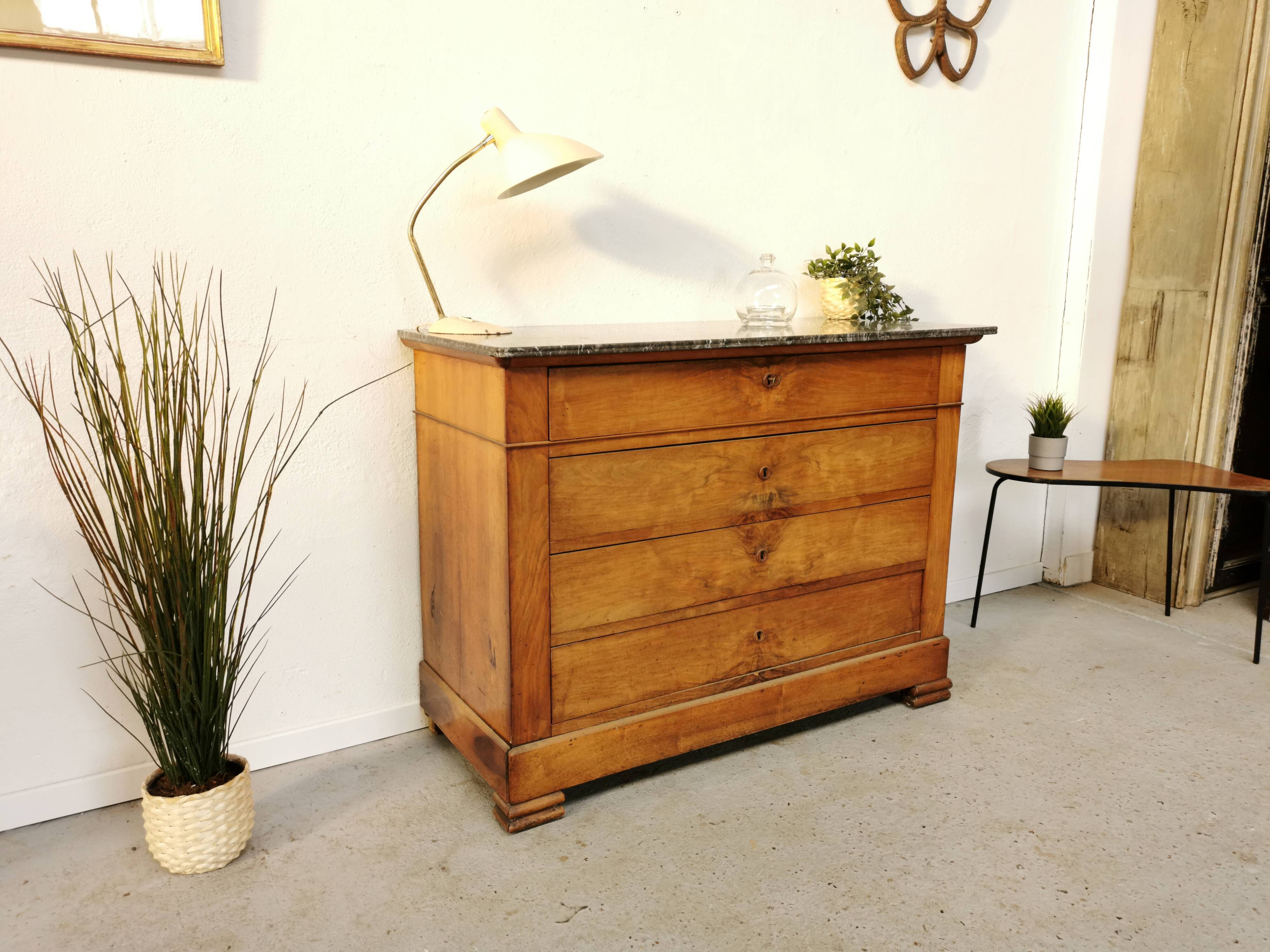 Louis Philippe walnut and marble dresser