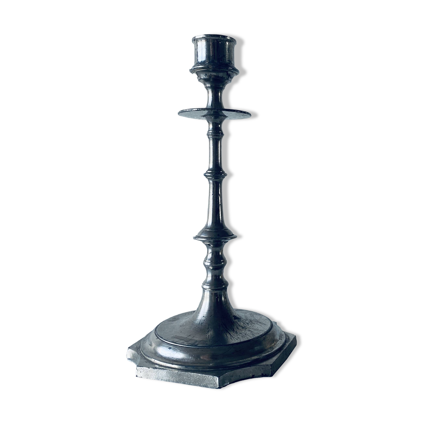 Silver metal candle holder