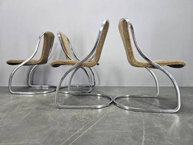 Set of Four Midcentury Dining Chairs, Gastone Rinaldi, Italy, 1970s